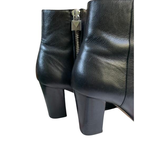 Black Leather Michael Kors Margaret Stacked High Heel Bootie Size 8 - Picture 10 of 10
